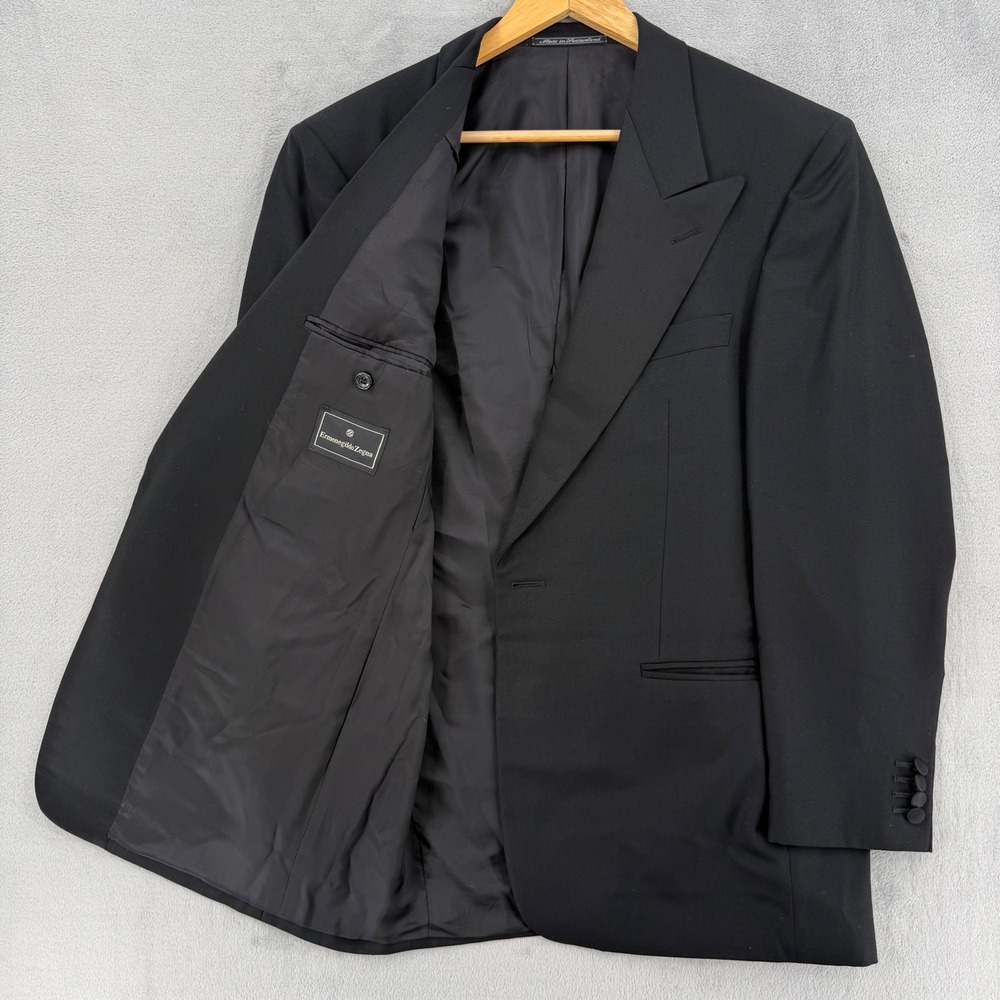 Ermenegildo Zegna Fine Worsted 100's Black Wool Single Button  Blazer Mens 50